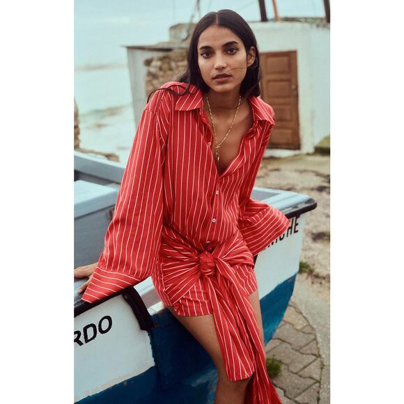 NWT Anthropologie Bardot Long-Sleeve Mini Shirt Dress - Size 10 - Picture 1 of 3